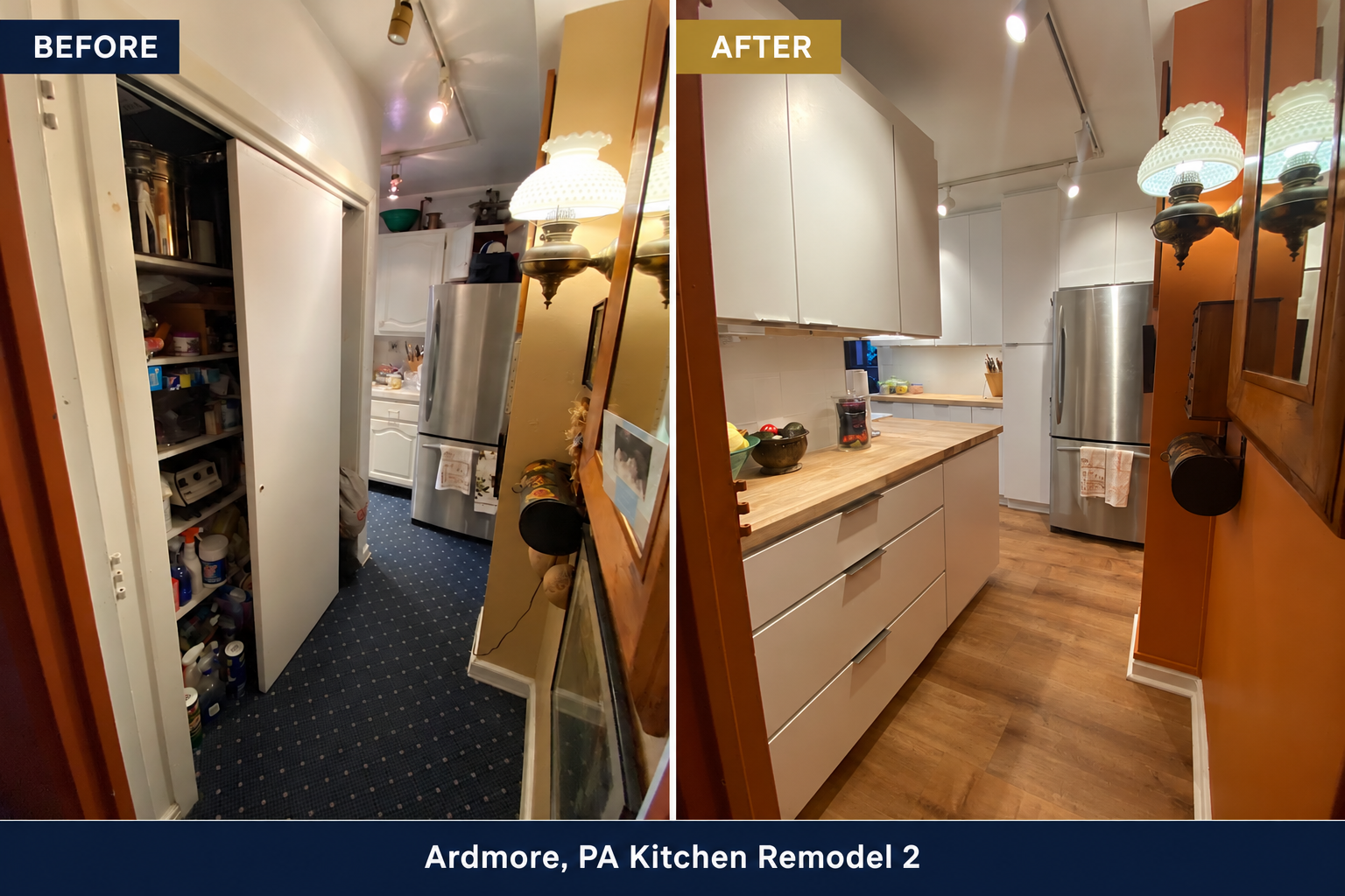 Second before and after kitchen remodel in Ardmore, Pennsylvania