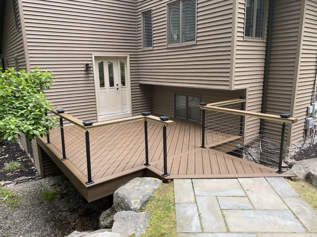 Completed composite deck installation in Hawley, Pennsylvania