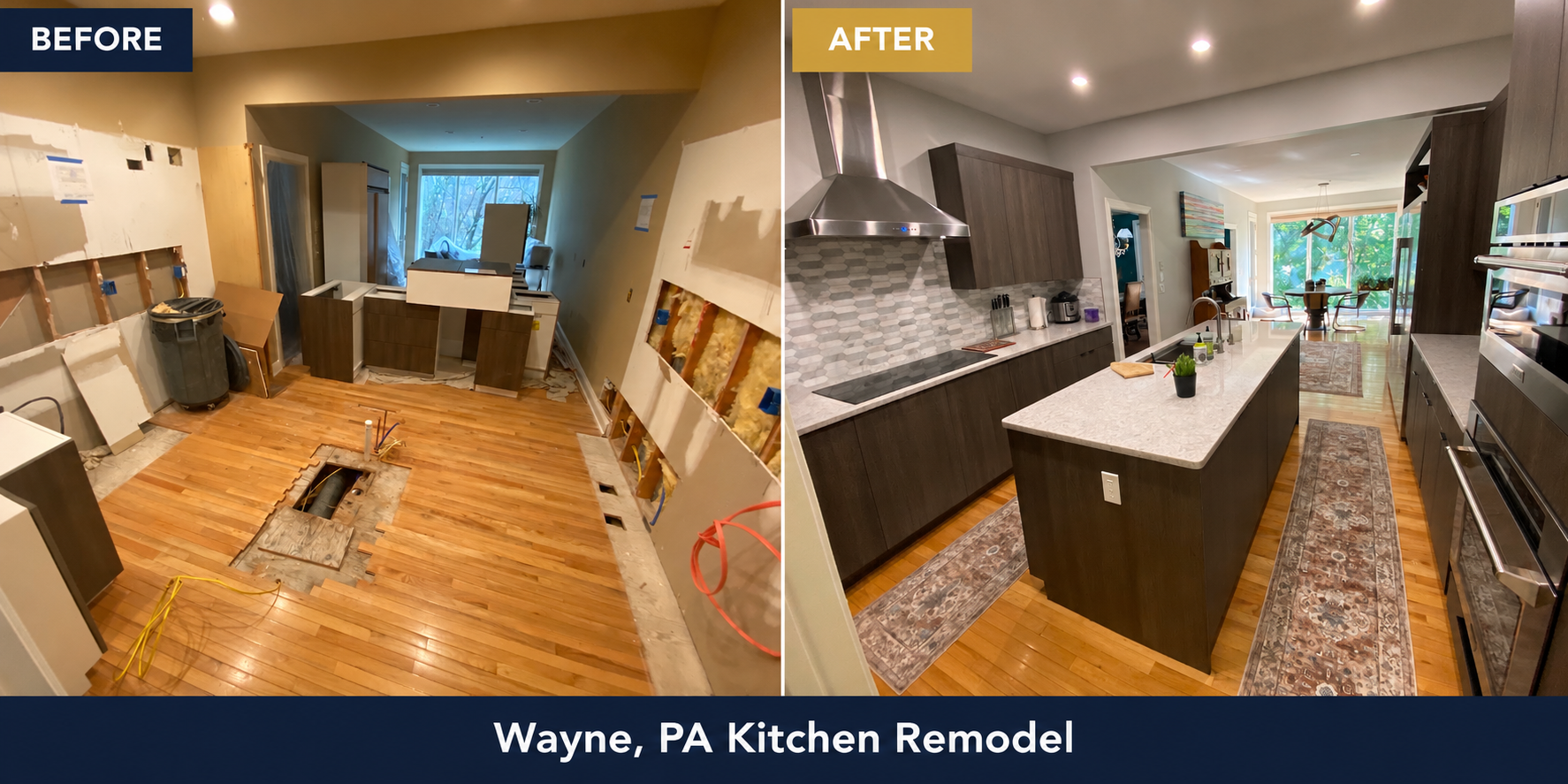 Before and after kitchen remodel in Wayne, Pennsylvania